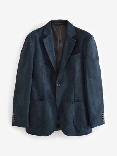 Next - Heren - Blazer van imitatiesuède met standaard pasvorm - Blauw