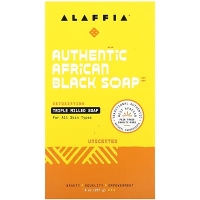 Alaffia, Genuine African Black Soap, Triple Milled, Unscented, 8 oz (227 g) yellow