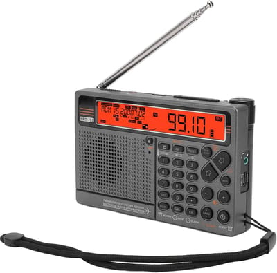 Noodradio - Noodradio's - Draagbare noodradio - 2500mAh oplaadbaar, Multiband AM/FM/kortegolven/middengolven/AIR/V.UHF/WB, Bluetooth, SOS-alarm, LED lamp, Geschikt voor buiten (Oranje)