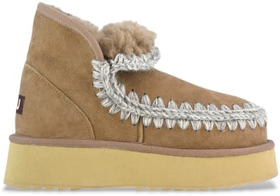 Mou Leren enkellaarsjes Mini Eskimo Platform taupe,