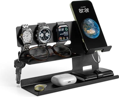 Lege tas voor heren - Bureau-organizer - Nachtkastorganizer - Mobiele telefoonhouder - Cadeaus voor mannen - Cadeau voor vader - Verjaardagscadeau voor de entree - Zwart make up tafel