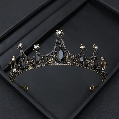 Tiare de Mariée Couronne Noire Rétro Simple Élégante pour Femmes Princesse Adulte Couronne d'Anniversaire Accessoires Cheveux Enfant black