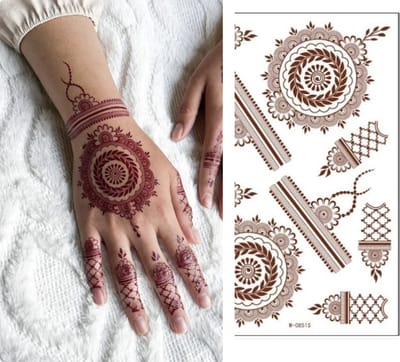 Henna Tattoo - Tijdelijke tatoeage - Plak tattoos - Verwijderbare tatoeage - Temporary tattoo - Tattoo voor vingers en hand - Mehndi tattoo - LOUZIR
