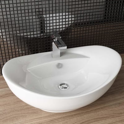 Dailygoods- Wastafel keramiek 59 x 39 x 21 cm - Design wastafel - Badkamer - Gastentoilet - Opzetwastafel - Hoogwaardig materiaal - Wasbak