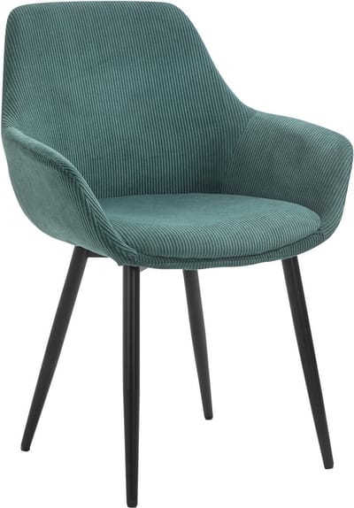 Armstoel Amine Groen - Zwart - Polyester - Zithoogte 47 cm - Zitdiepte 44 cm - Met armleuning