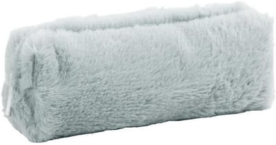 Zachte Pluche Pennenhouder, Fluffy Pennentas met Rits, Schattige Organizer voor School, Werk en Reizen, Grijs, Perfect voor Kantoorbenodigdheden en Cosmetica
