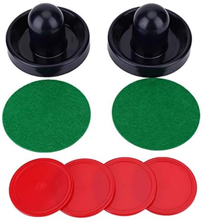 Air Hockey Accessoires - Pucks en Paddles - Airhockey Spel - Duurzaam Kunststof Materiaal - Set van 6