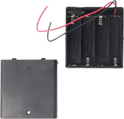 Batterijhouder AA - Opslag Box - Batterijen Organiseren - Met Deksel Kabel - Voor 4 Batterijen - Transparant