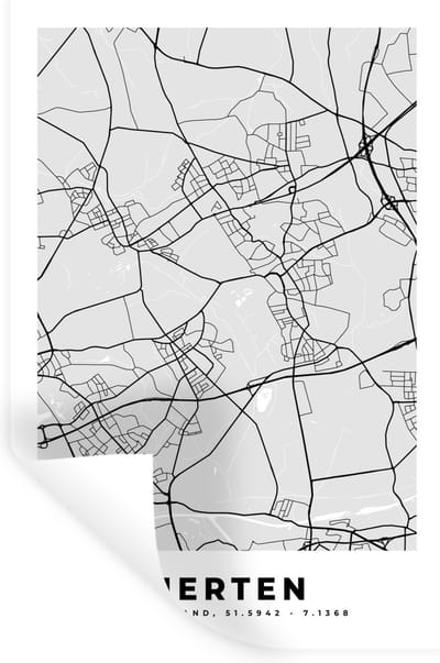 Muurstickers - Sticker Folie - Kaart - Stadskaart - Duitsland - Herten - Plattegrond - 20x30 cm - Plakfolie - Muurstickers Kinderkamer - Zelfklevend Behang - Zelfklevend behangpapier - Stickerfolie