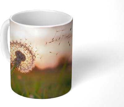 Mok - Koffiemok - Paardenbloem - Zonsondergang - Veld - Mokken - 350 ML - Beker - Koffiemokken - Theemok