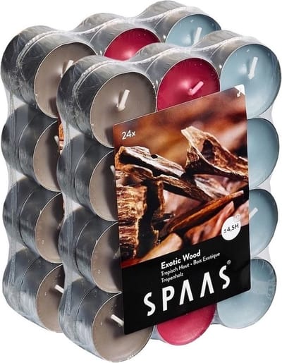 Spaas Geurtheelichtjes/waxinelichtjes - 48x - Exotic Wood - 4,5 branduren - geurkaarsen