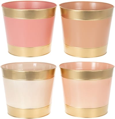 Metalen plantenpot/bloempot/plantenbak, Ø26cm H22cm, 4 stuks, 4 Stück