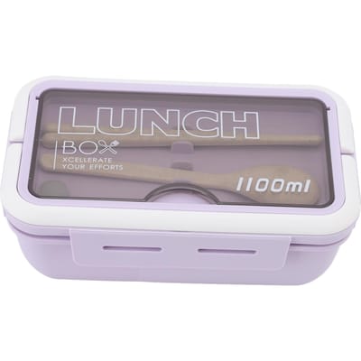 Compartiment Lunchbox 2 Compartimenten 1100ml Lieflijkheid Volwassen Bento Box met Lepel Eetstokjes voor Kantoor School Paars L paars