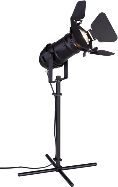Tafellamp Filmspot zwart Bijzetlamp Woonkamerlamp Tafellamp met beweegbare spot, metaal, 1x GU10, LxH 27,5 x 48,5 cm