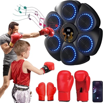 Slimme Muziek Boksmachine met LED - Wandmontage Boxing Trainer met Bluetooth, 9 Modi, 18 Snelheden en Telfunctie voor Thuis