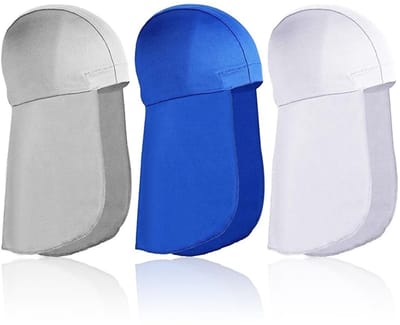 Dailygoods- Helm Liner met nekbeschermer - Zweetabsorberend - Lichtgewicht - Ademend - Outdoor design - 3 stuks (wit/grijs/marineblauw)