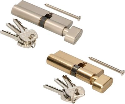 Veiligheidscilinderslot Dubbel 30/30 Nikkel met Knop - Profielcilinder voor Deur