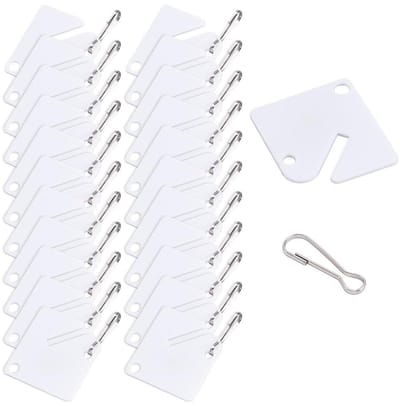 Dailygoods- Sleutelhangers 180 stuks - Witte Kunststof - Metalen Karabijnhaken - Identificatie Tags - Voor Sleutels/Kasten - Totale Lengte 65,5 mm - Labeltags