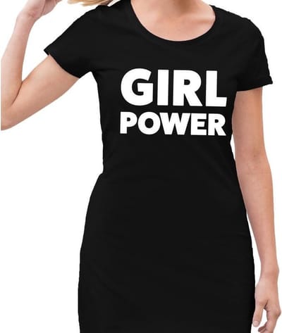 Girl Power tekst jurkje zwart dames - dames jurk Girl Power 38