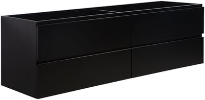 Badplaats Wastafelkast Angela 160 x 48 cm – Mat Zwart – Hangend Wastafelmeubel Met Lades