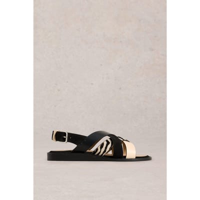 White Stuff Holly Mini Wedge Sandal Pure Black Maat: 3 | Sandalen Outlet | Dames | Zwart