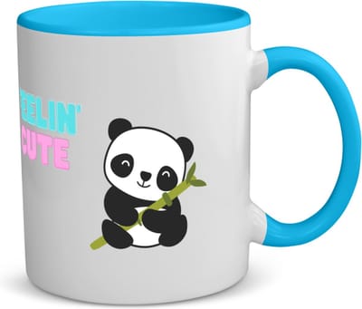 Akyol - feelin cute panda koffiemok - theemok - blauw - Panda - panda liefhebbers - verjaardag - dieren liefhebbers - cadeau - kado - geschenk - verjaardagscadeau - 350 ML inhoud