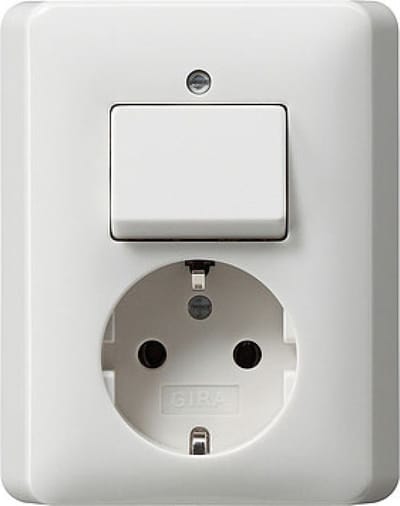 Gira Combischakelaar Contactdoos Met Massa Aansluiting Wit - 017603 - E3HB7