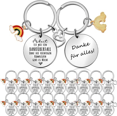 Dailygoods- Sleutelhanger 20 Stuks - Bedankje voor Collega's - Afscheidscadeau - Teamactiviteiten - Humoristische Gravures - Unieke Waardering