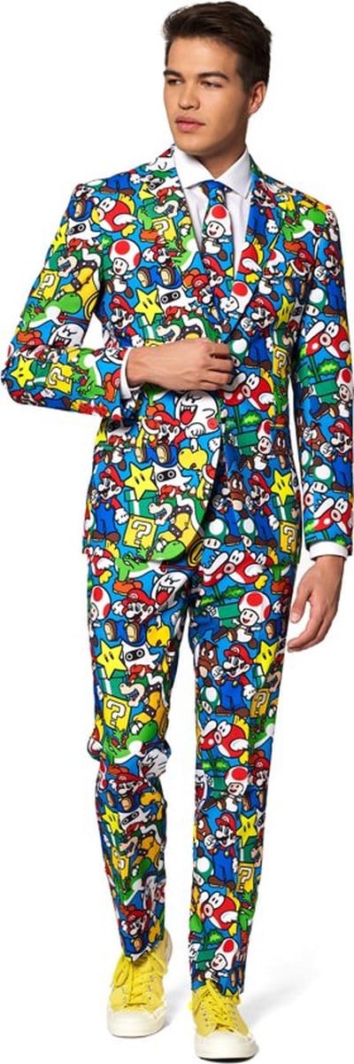 OppoSuits Super Mario™ - Heren Kostuum - Nintendo Pak - Carnavalskleding - Gekleurd - Maat EU 48