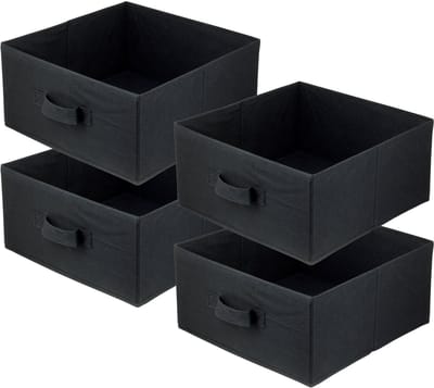 LAVITA® Opbergmand Textiel - 31x31x15 Zwart 4 Stuks - Opbergbox Kast Organizer Opbergdoos - Kastlade Verdeler Voor Kleding Ondergoed Badkamer Kledingkast - Vouwdoos Stoffen Doos Opbergdozen