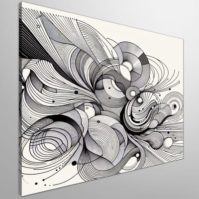 Line art zwart wit schilderij | Monochrome meesterwerk van lijnen en contrast in eigentijdse kunst | Kunst - 60x60 centimeter op Canvas | Foto op Canvas