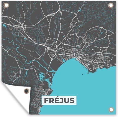 Tuin poster Fréjus - Kaart - Plattegrond - Stadskaart - Frankrijk - 200x200 cm - Tuindoek