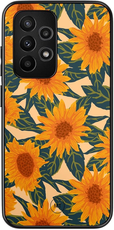Hoesje geschikt voor Samsung Galaxy A52 5G - Zonnebloemen - TPU Hard Case Backcover - Oranje - Mooie Telefoonhoesjes