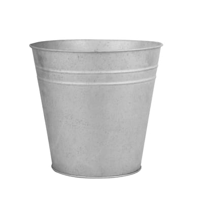 Oud zinken emmertje - zilverkleurig - 13 cm - bloempot - decoratie emmer