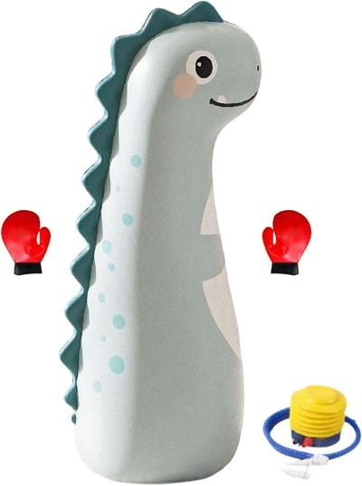 Opblaasbare Bokszak - Stabiele Trainingspaal - Actieve Spelletjes - Veerkrachtig Ontwerp - 42x120cm - Dinosaurus