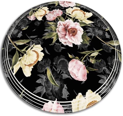 Tulup Vinyl Tapijt - rozen PVC Floor Mat - 50 cm - Bruin PVC Vloer Mat - Ronde Vloerkleed Vinyl - Kantoortapijt - Haltapijt
