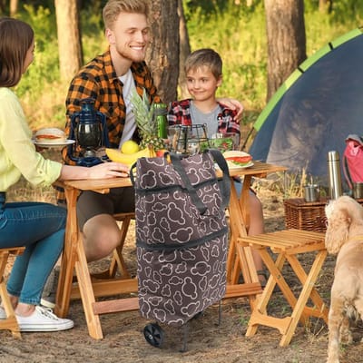 Winkelwagen Winkelmandje met wielen, 2 in 1 Opvouwbare Winkelwagen , Opvouwbare Tassen voor Winkelwagen , Multifunctionele Winkelmand voor Thuis, Supermarkt, Grote Capaciteit