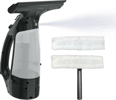 RYER Elektrische Raamwisser – 2-in-1 met Sprayfunctie – Inclusief Microvezeldoeken & Doekhouder – Extra Zuigkracht – Draadloos