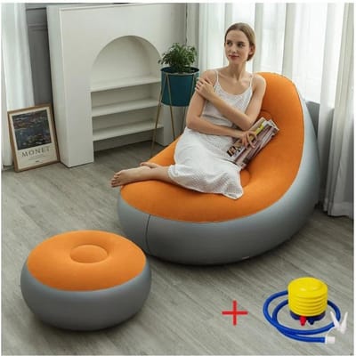 Luie Bank Banken Opblaasbaar Opvouwbaar Fauteuil Buitenbank Bed met Beugels Comfortabele Combinatie Bevlokt Fluweel Bankstoel