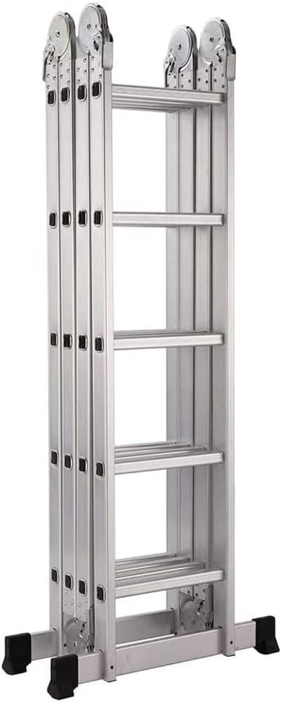 Hingeladder Aluminium - Klapladder Vouwladder - Veilig Klussen - Verstelbaar met Veiligheidssluitingen - 5.8 Meter - Zilver