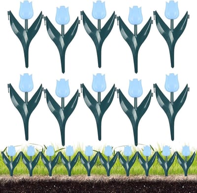 Tuinranden Bloemvormig - Decoratieve Omheining - Buiten Decoreren - Weerbestendig PP Materiaal - 30x25 cm - Blauw