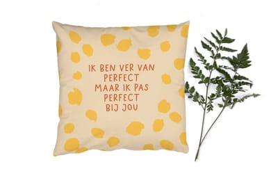 Sierkussens - Kussentjes Woonkamer - 50x50 cm - Quotes - Stel - Relatie - Spreuken - Ik pas perfect bij jou