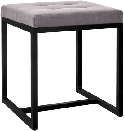 CLP Barci kruk met bekleding en zwart ijzeren frame Stof/grijs