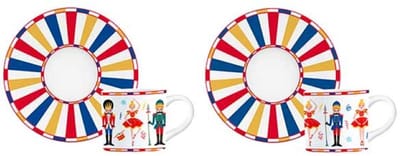 Cosy & Trendy Kerst Schiaccianoci Koffietas met ondertas - Set van 2 stuks - Multi