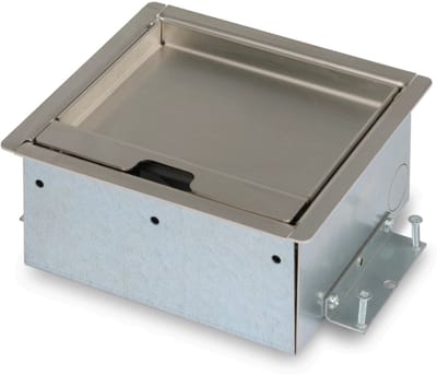 O.C.S. servicebox vloerdoos 2x stopcontact met randaarde - RVS deksel met 15mm inlegdiepte en oplegrand (33.72.162)