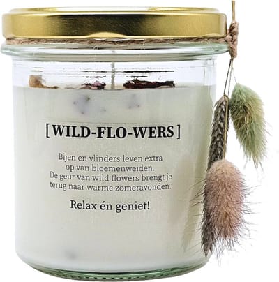 Geurkaars met droogbloemen - wild flowers - 8cm