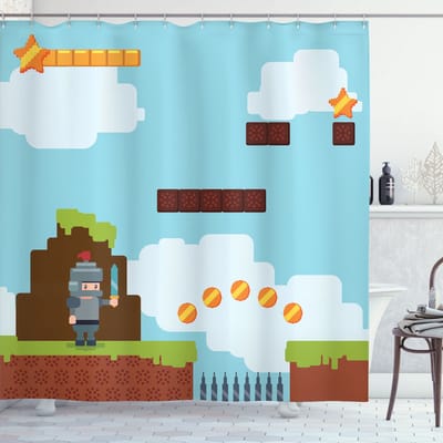 New Bed, Videogames Arcade Ridder 9's, Douchegordijn Badkamer Decor Set met Haakjes, 180 cm B 200 cm L