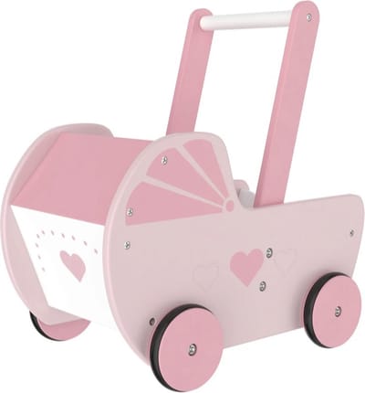 Playtive Poppenwagen - Houten Kinderwagen - Speelpop Kinderbed - Kinderspeelgoed meisjes - Poppen - Roze