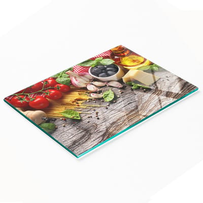 Decoratieve glazen snijplank voor in de keuken, Italiaans eten, 80x52 cm
