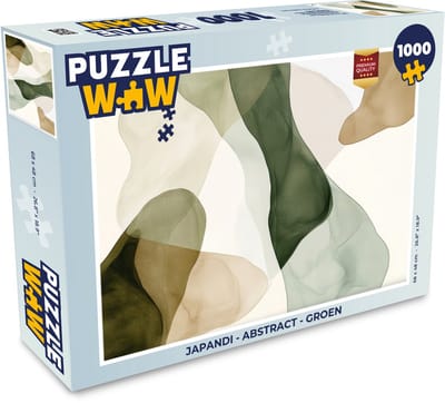Puzzel Japandi - Abstract - Groen - Legpuzzel - Puzzel 1000 stukjes volwassenen